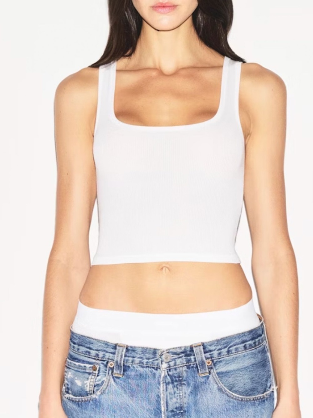 SKIMS Cotton Rib Tank in Colour Snow; NWOT, Size Large